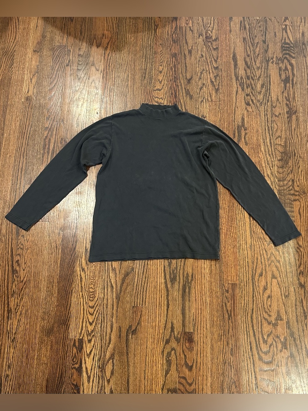 Vintage Made in Italy 100% Cotton Washed Black Mock Neck Turtleneck Shirt Sz L
